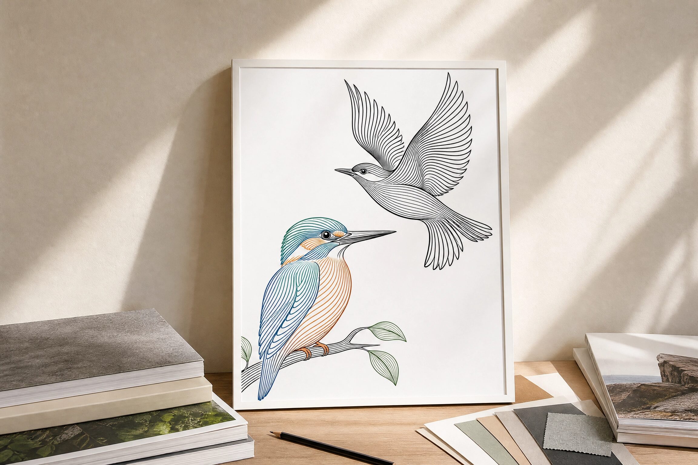 bird illustration mockup